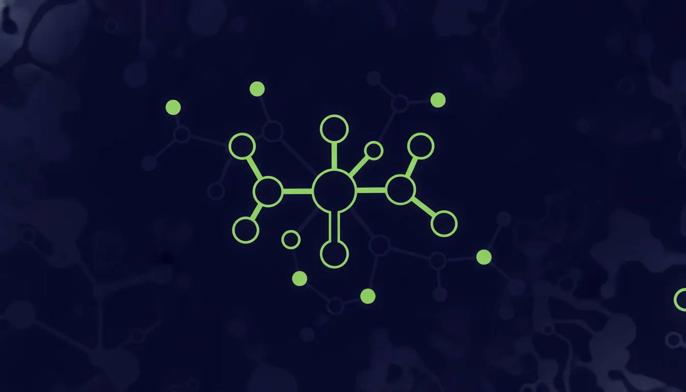 Minimalist illustration of a drug compound and neural network