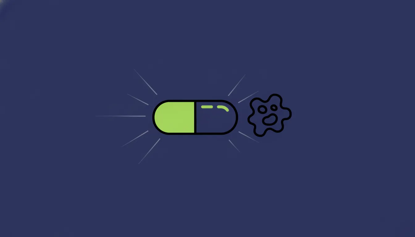 Flat illustration of a capsule and a cancer cell