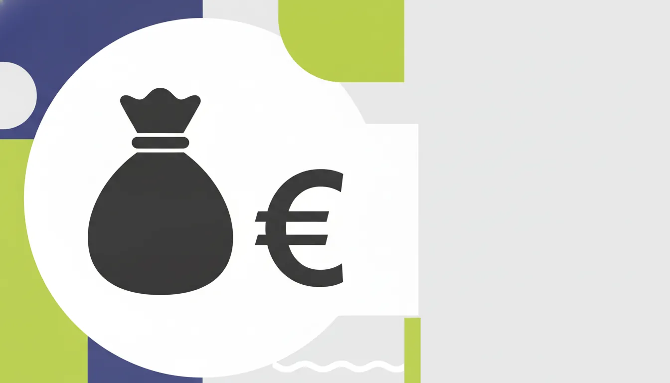 A minimalist illustration of a money bag and euro symbol representing venture capital funding.