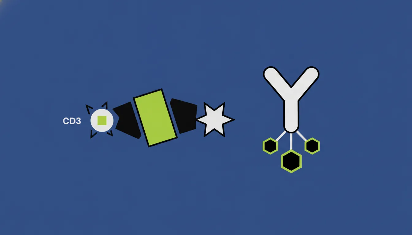 Minimalist illustration of T cell engager and antibody-drug conjugate