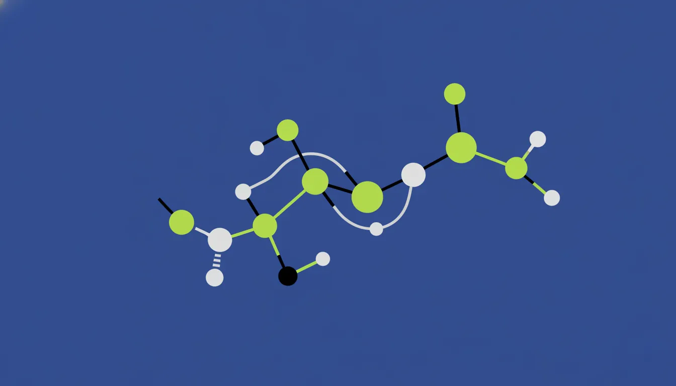 A minimalist representation of a drug molecule in flat design.