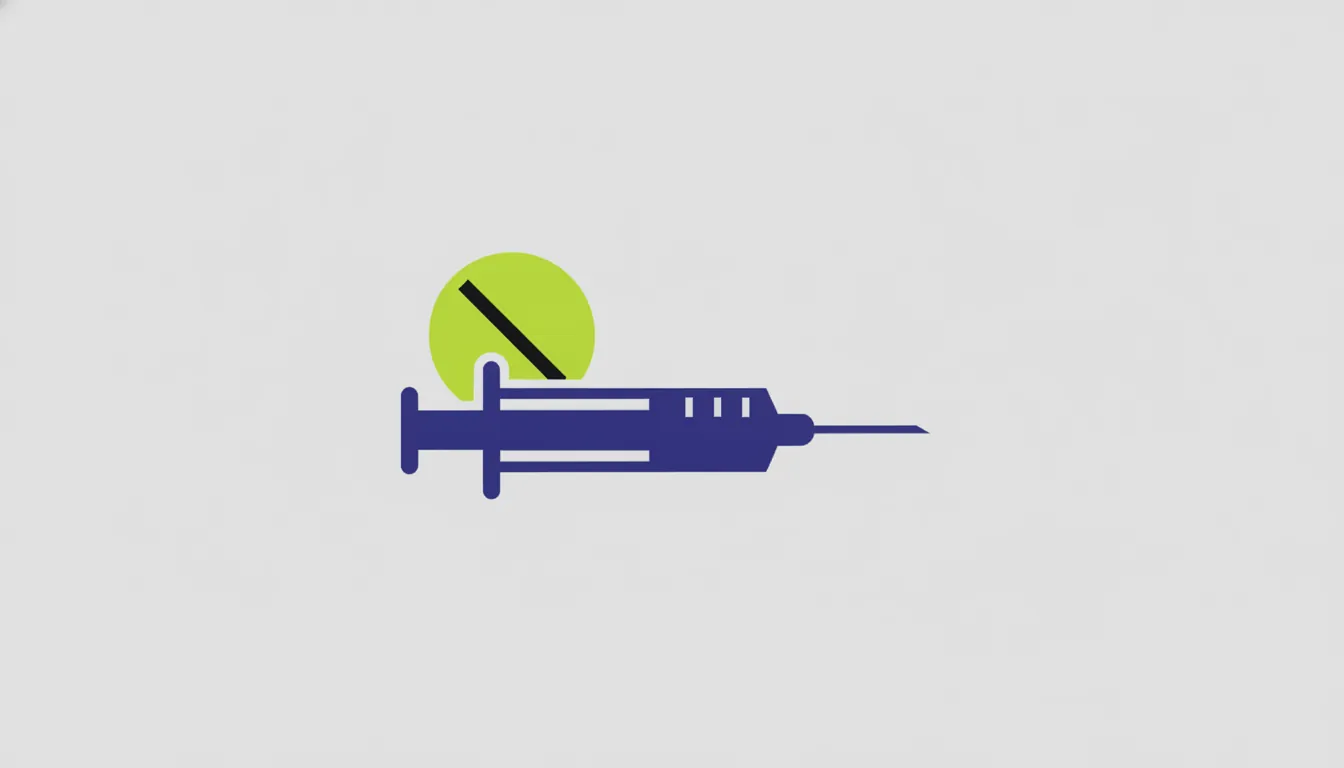 A flat illustration of a syringe and a pill representing health technology.