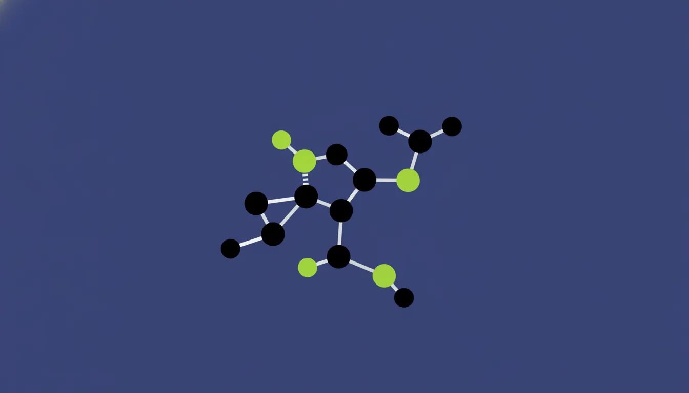 A minimalist representation of a drug compound in flat design.