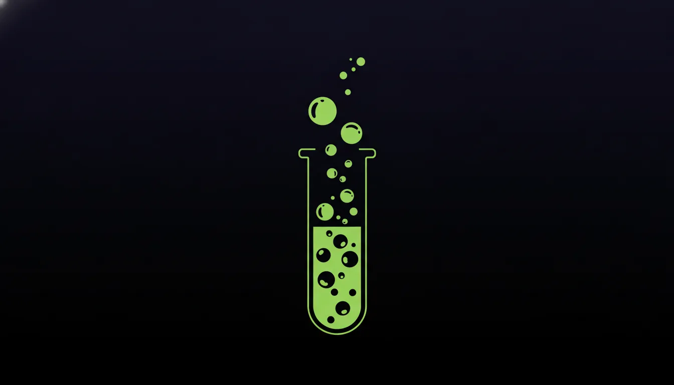 A minimalist illustration of a test tube with bubbles, symbolizing chemical reactions in drug discovery.