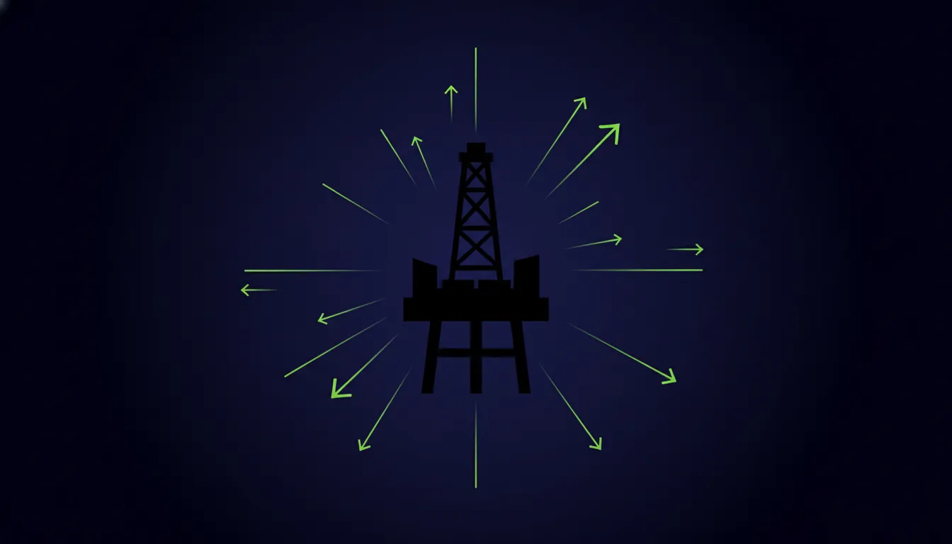 Silhouette of an oil rig on a dark background