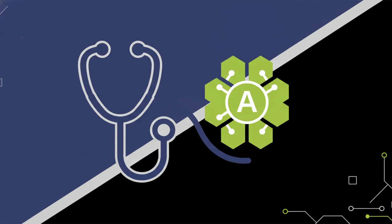 Minimalist illustration of a medical device and AI brain icon
