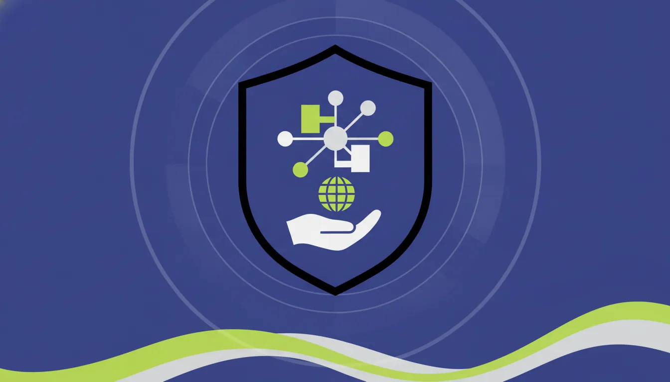 A flat silhouette of a healthcare shield representing decentralized health systems.