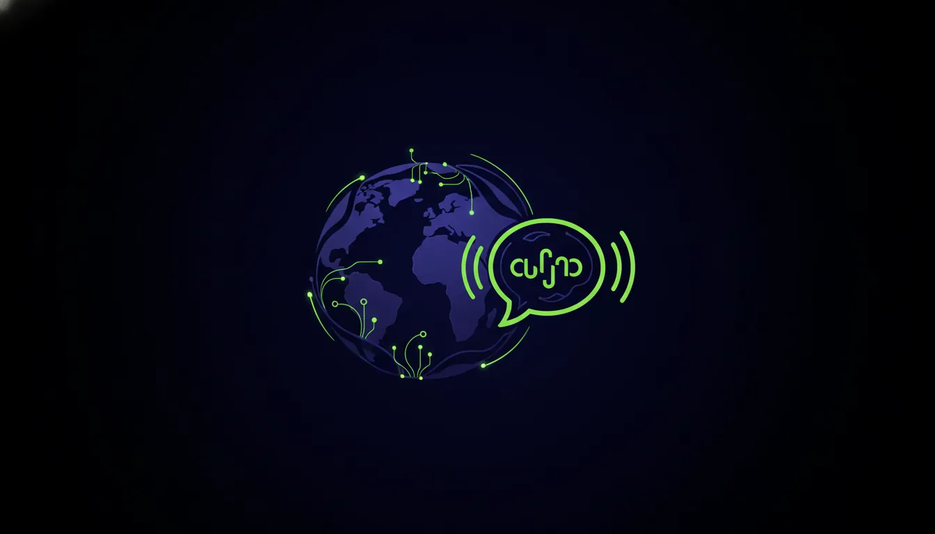 A minimalist representation of global collaboration and communication in a dark palette.