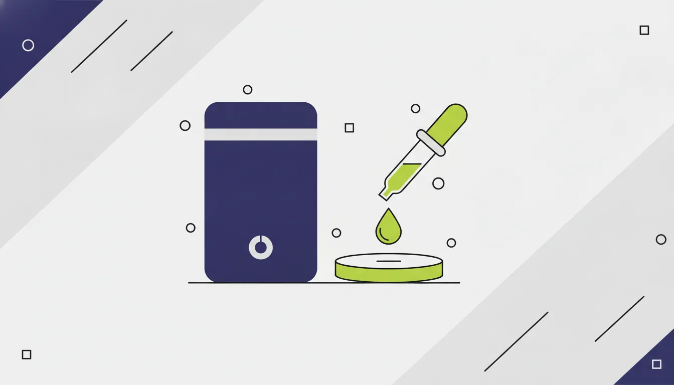 Minimalist illustration of a diagnostic device and test sample in flat design.