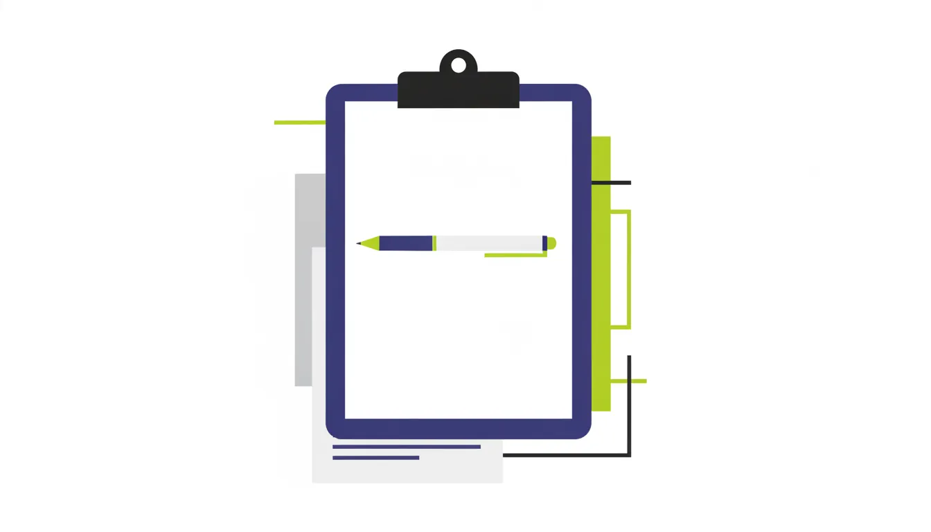 A minimalist illustration of a clipboard and pen, symbolizing documentation in healthcare.