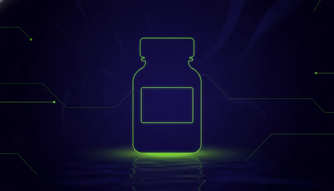 A minimalist illustration of a pill bottle against a dark background, symbolizing prescription safety.