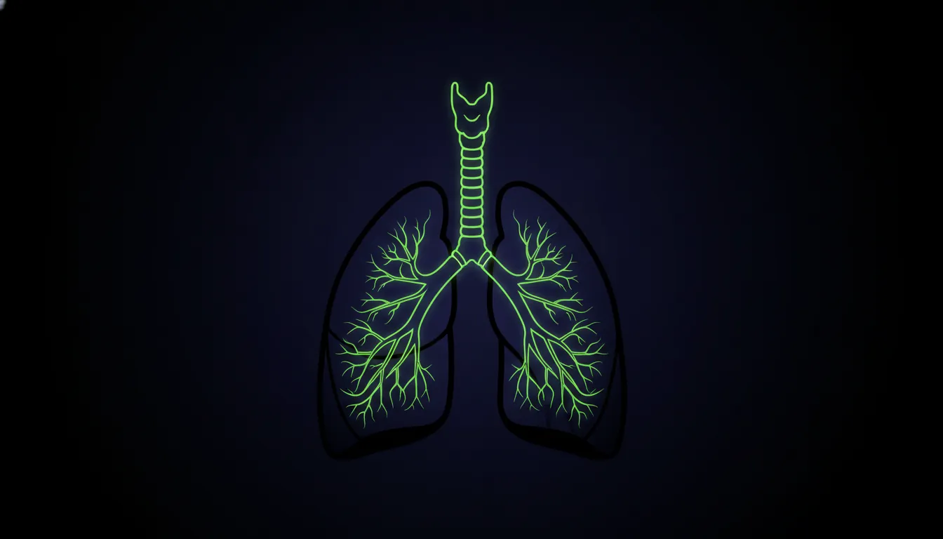 Minimalist illustration of lungs with highlighted airways