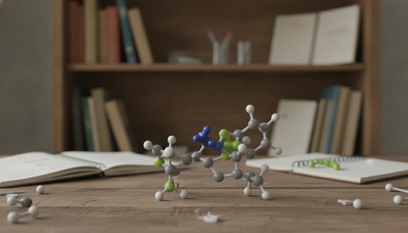 Molecular model kit illustrating protein-drug interactions in a lab setting.