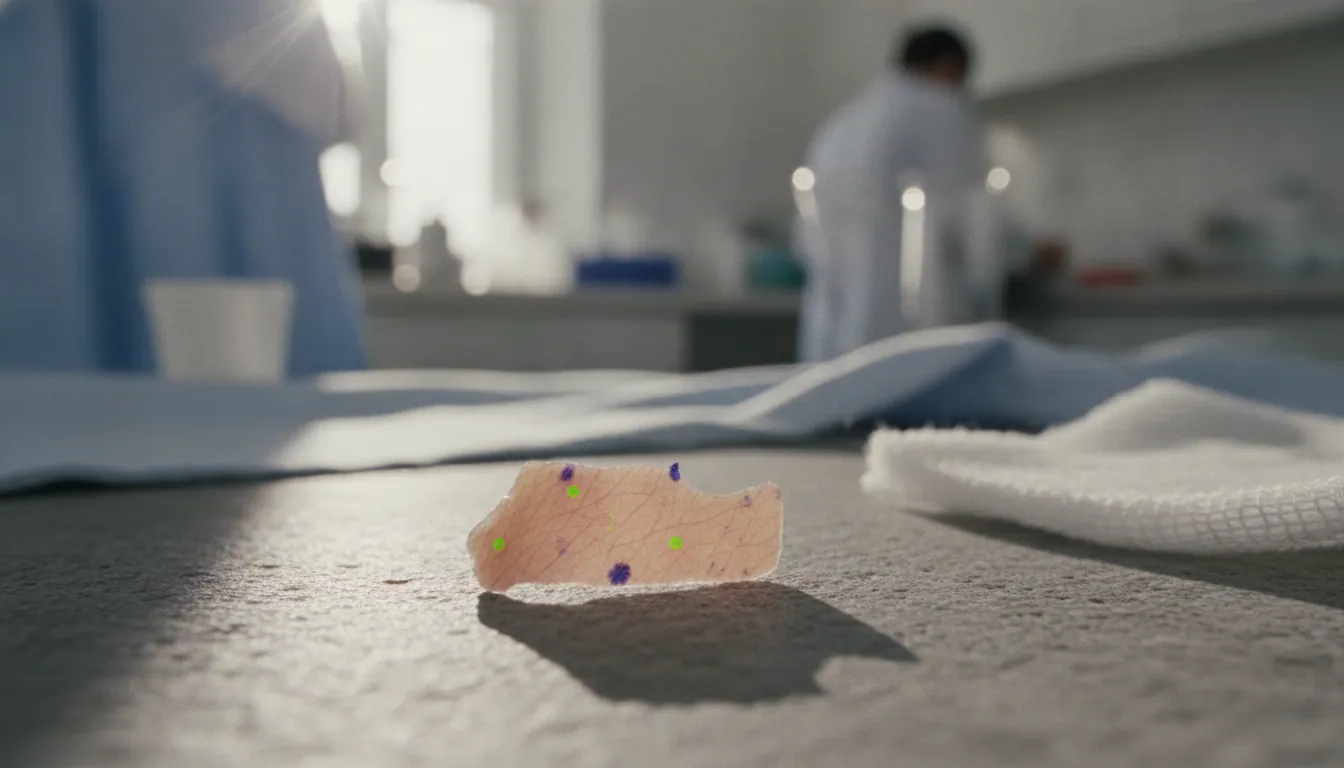 A skin sample in a dermatology lab