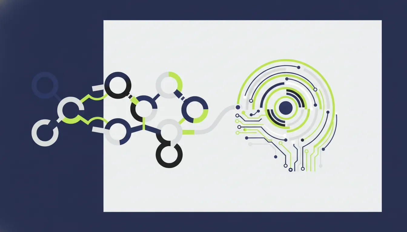 A minimalist representation of a peptide structure and AI model in flat design.
