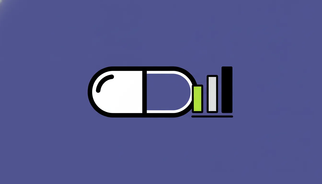 A minimalist illustration of a pill and a data chart representing pharmaceutical development.