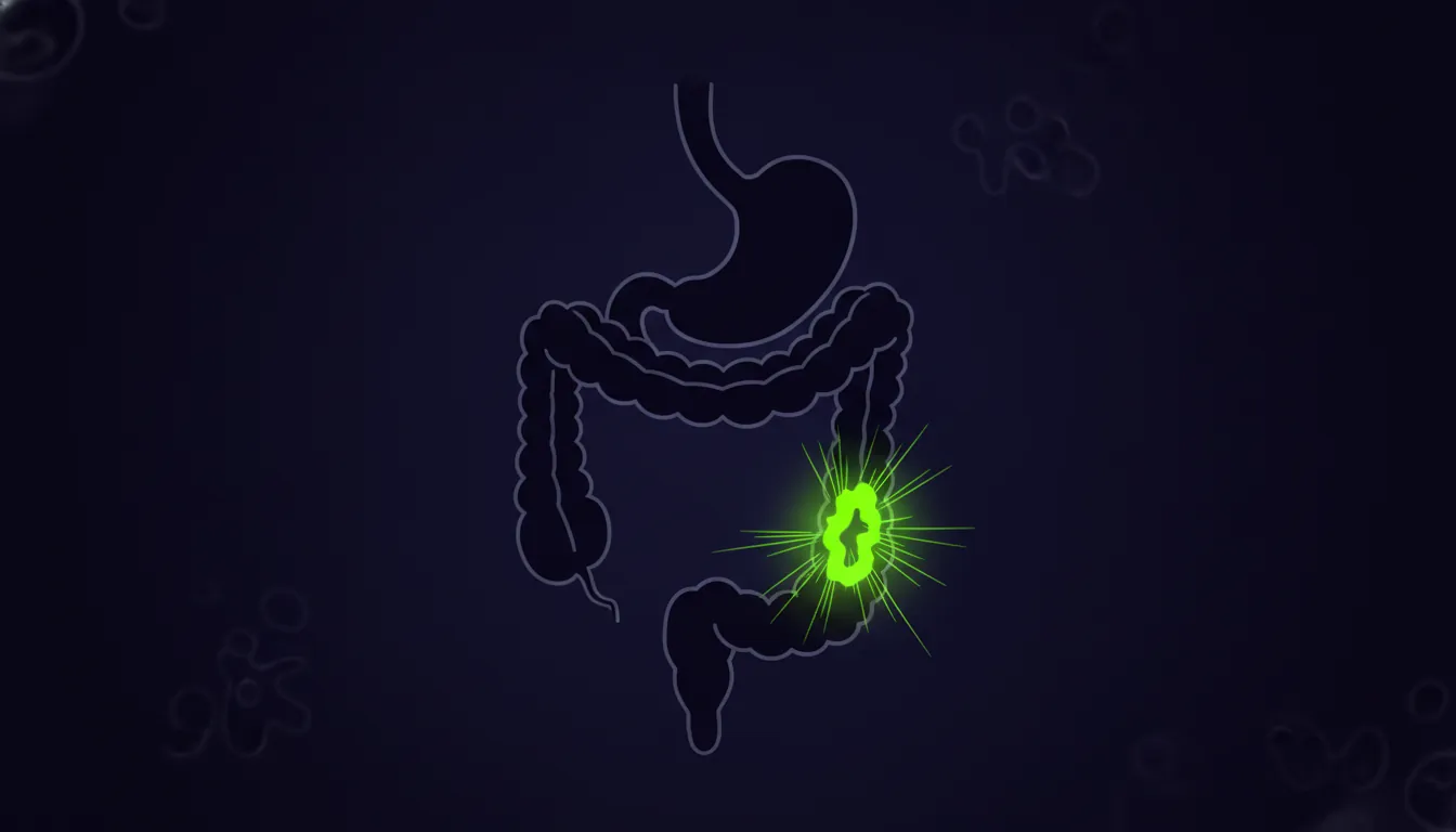 Silhouette of a gastrointestinal tract with a highlighted lesion