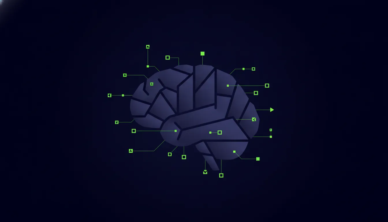 Minimalist illustration of a brain with data points