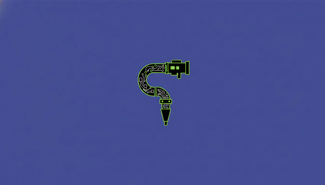 A minimalist illustration of a colonoscope with AI circuitry.