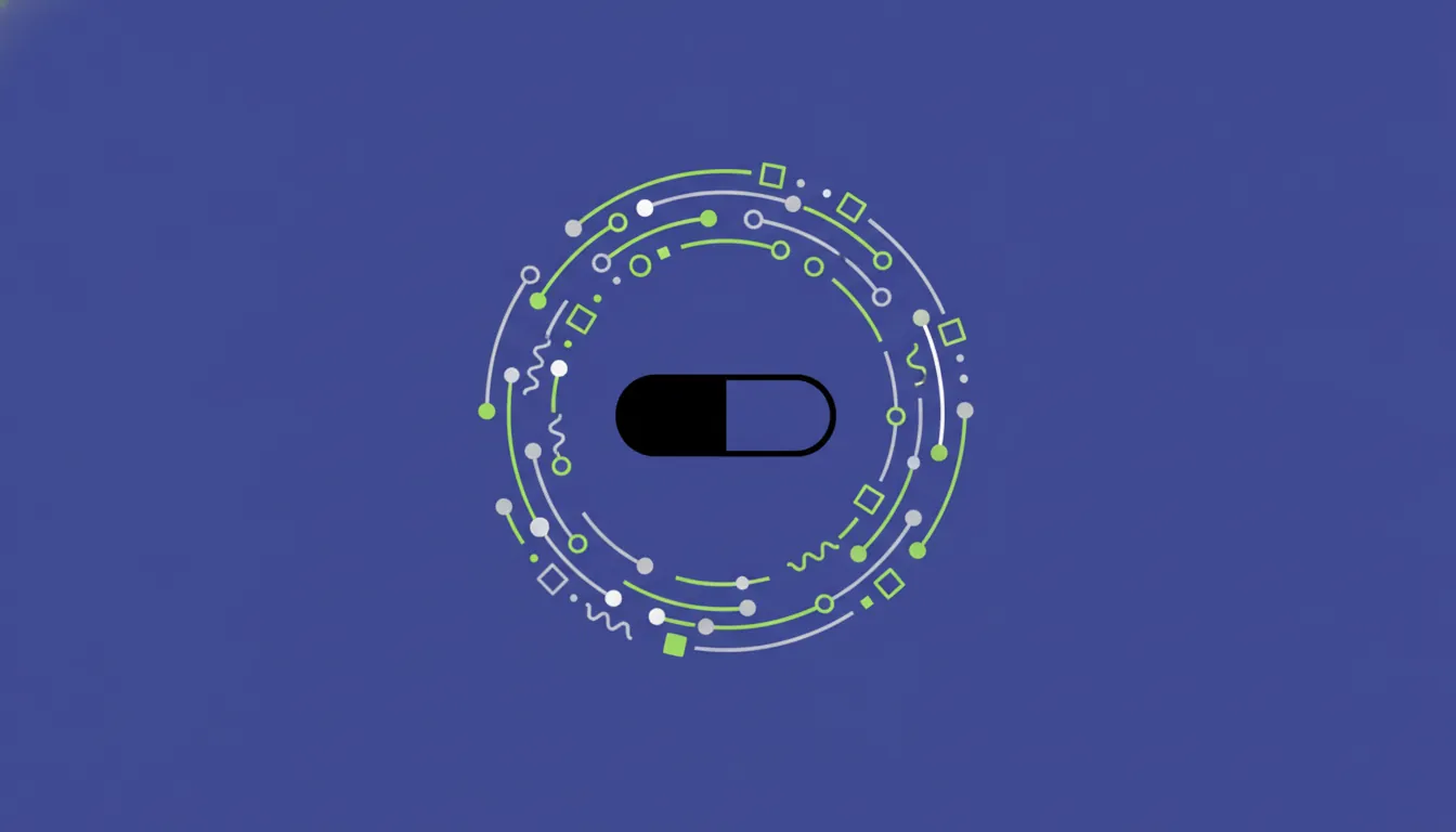 A minimalist illustration of a pill surrounded by a data stream, symbolizing AI in life sciences.