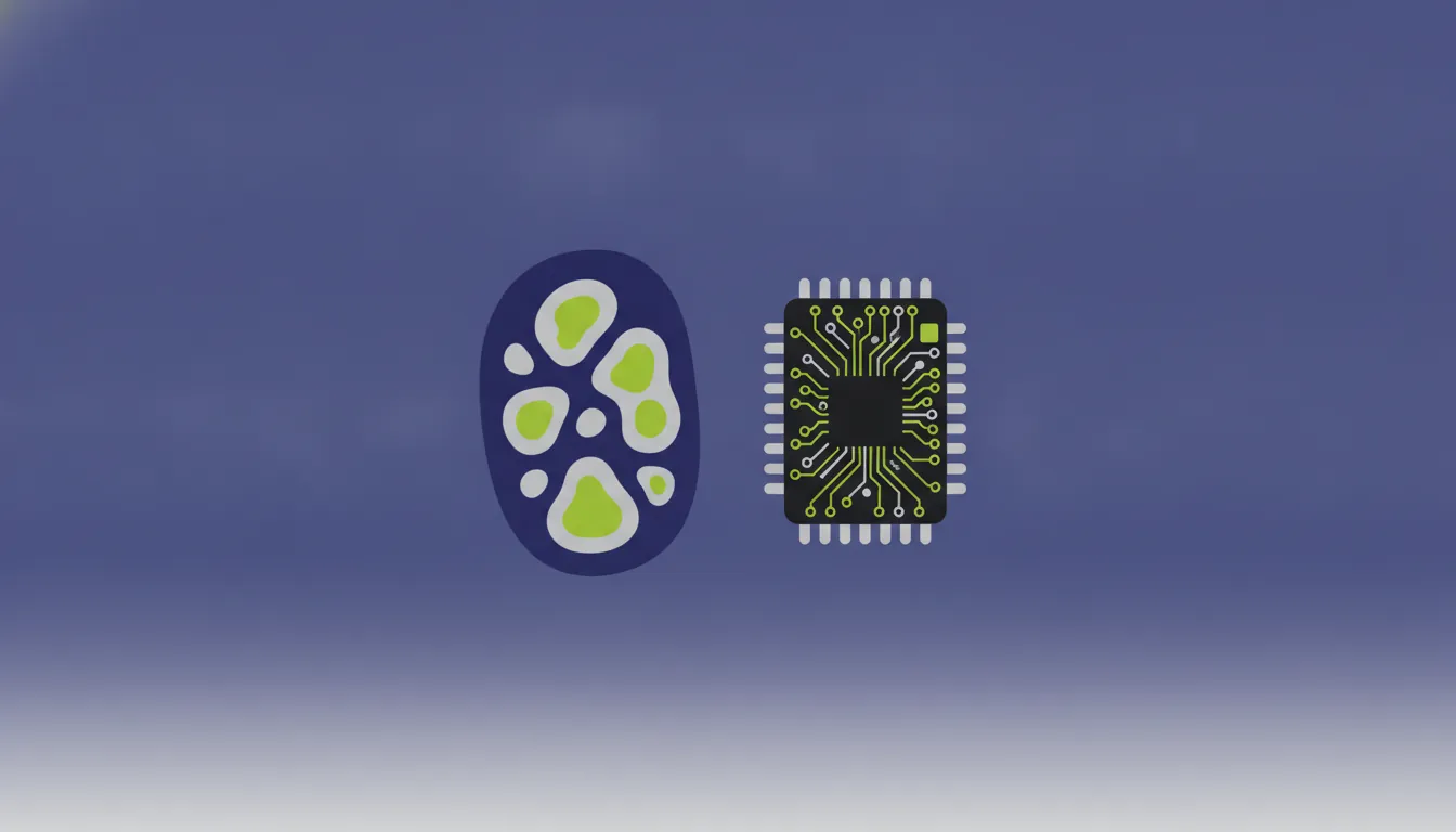 Flat illustration of a tissue sample and biological chip in a lab setting