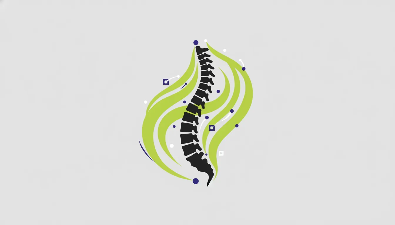A minimalist illustration of a human spine and muscle fibers for musculoskeletal care.