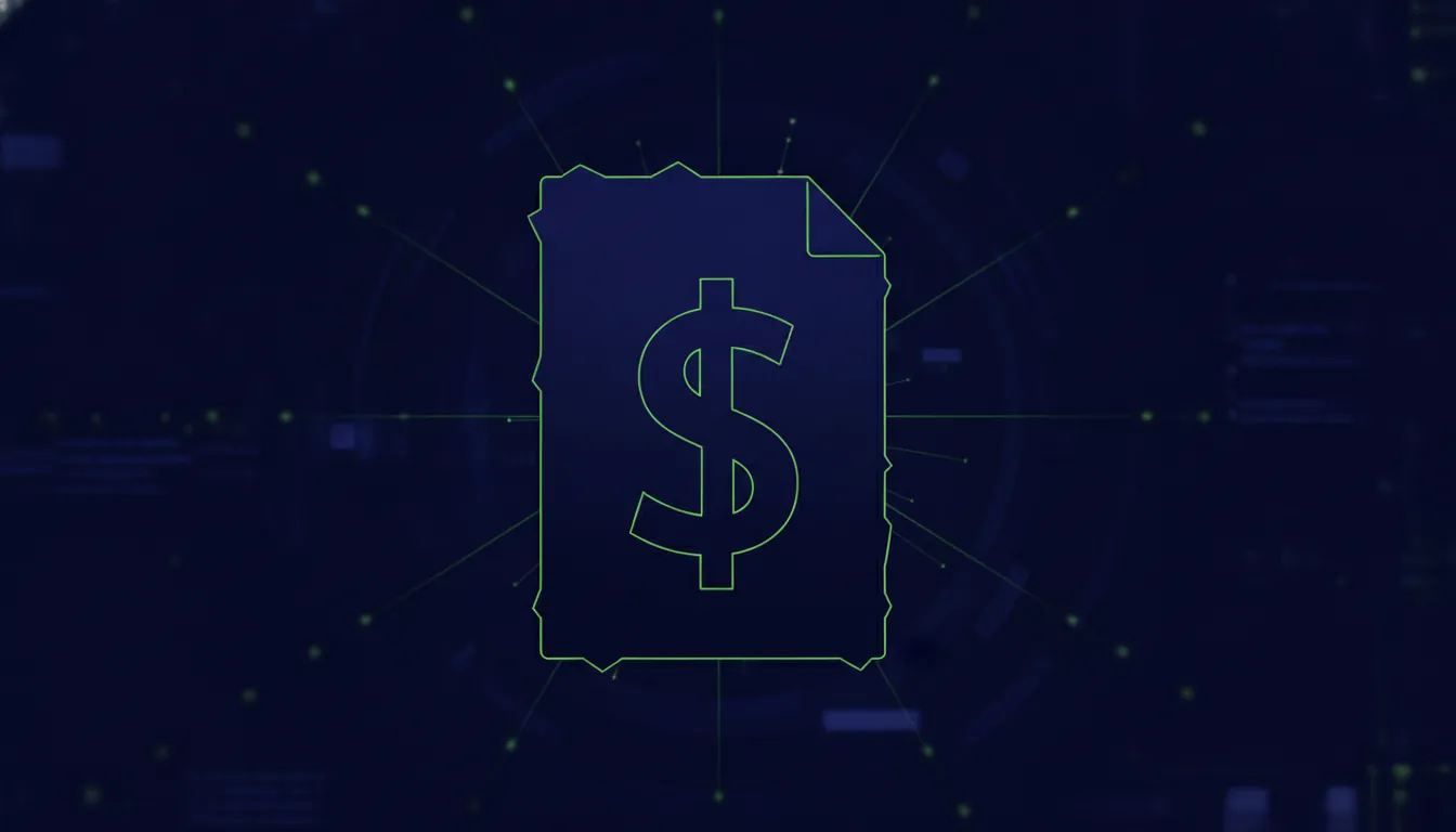 A minimalist representation of a health record document with a dollar sign, symbolizing funding in healthcare.