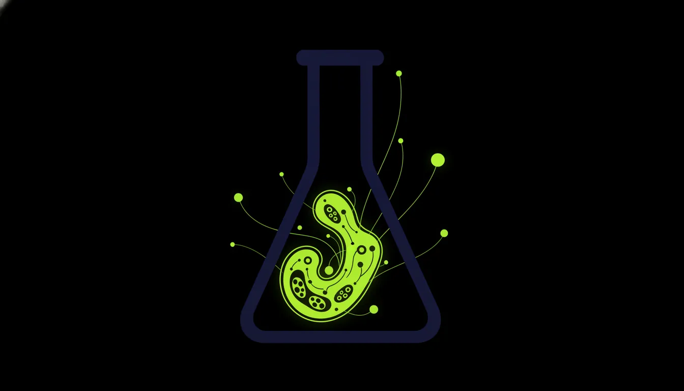 A minimalist illustration of a lab flask containing skin tissue, symbolizing innovative skin health research.