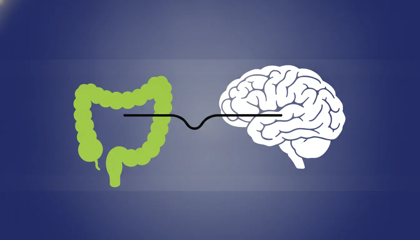 Silhouette of gut and brain connected by a line