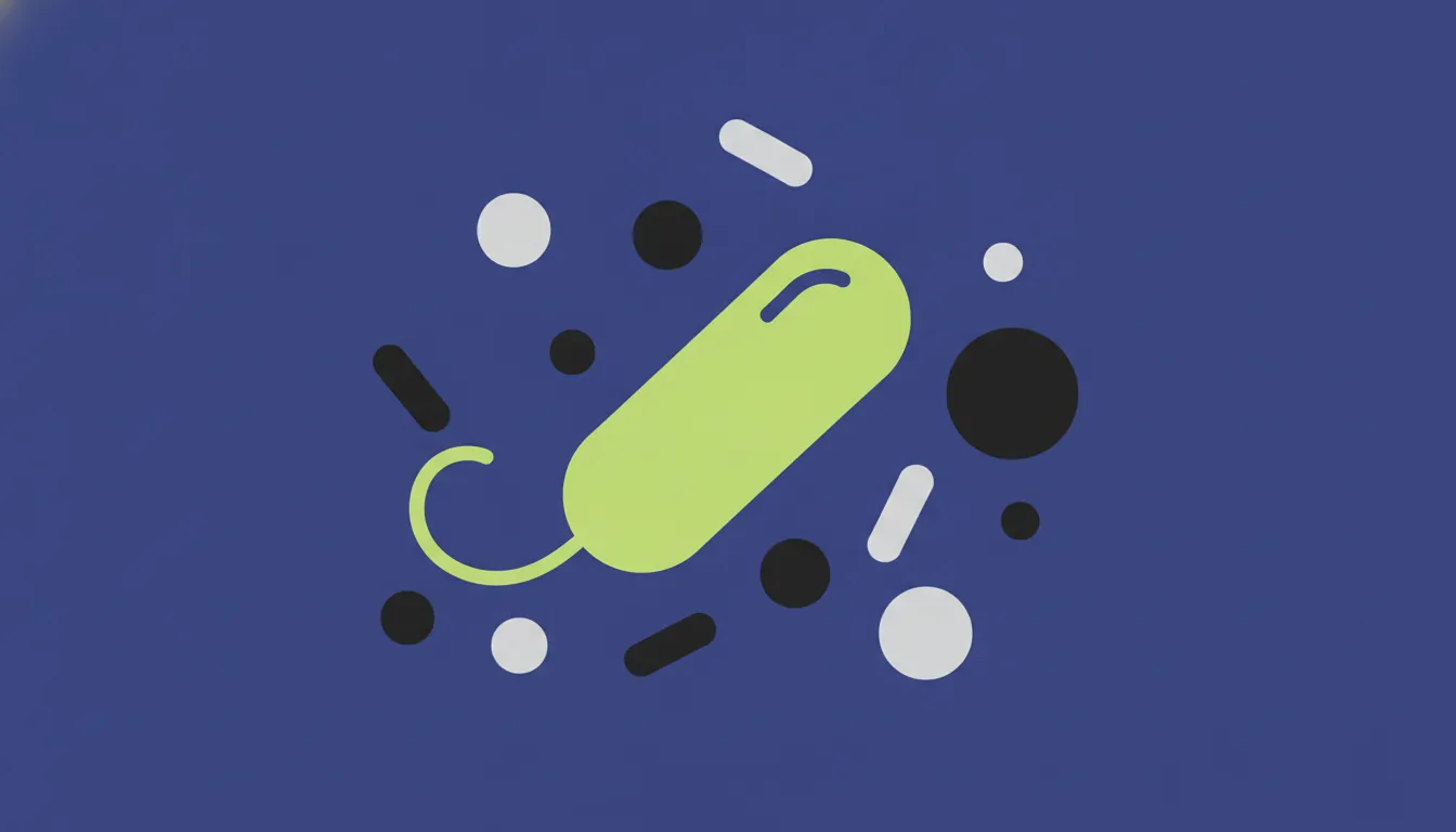 A flat illustration of a bacterium symbolizing the vaginal microbiome in a minimalist style.