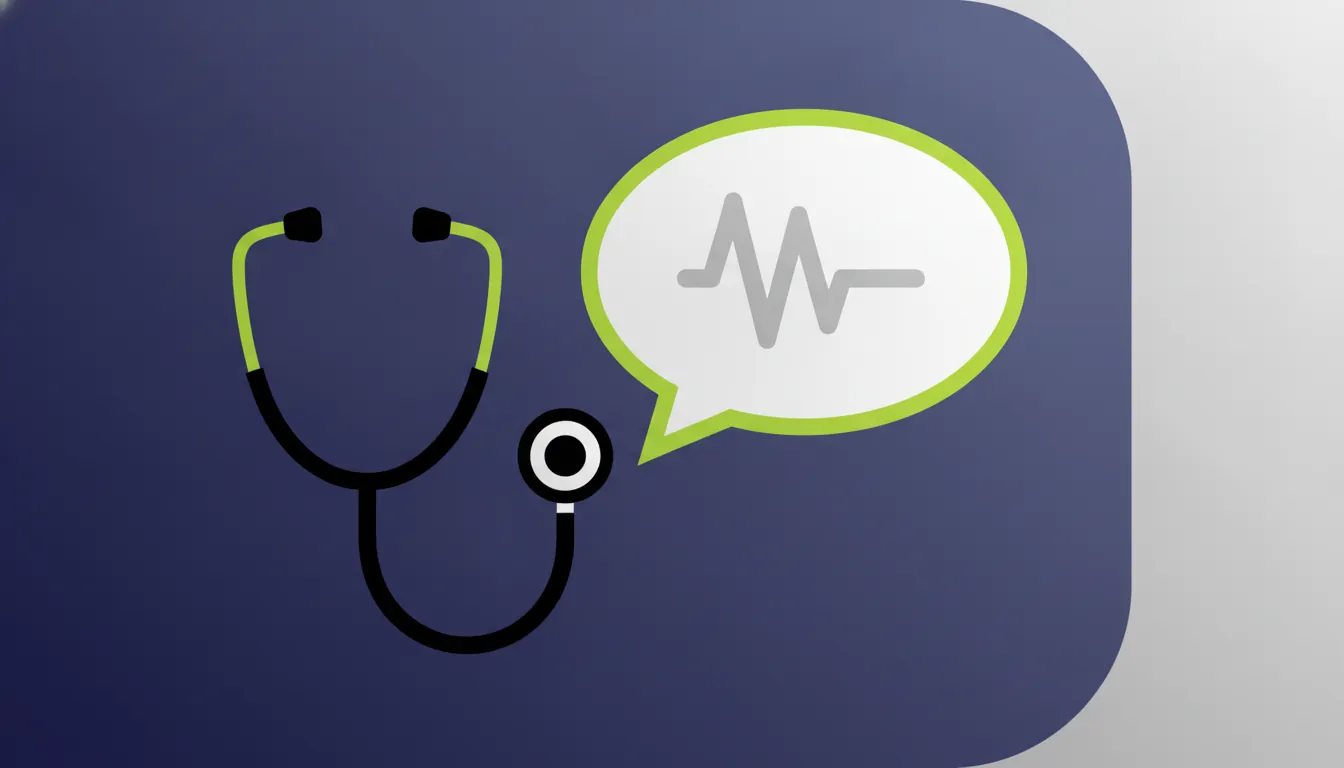 A stethoscope and speech bubble representing healthcare communication