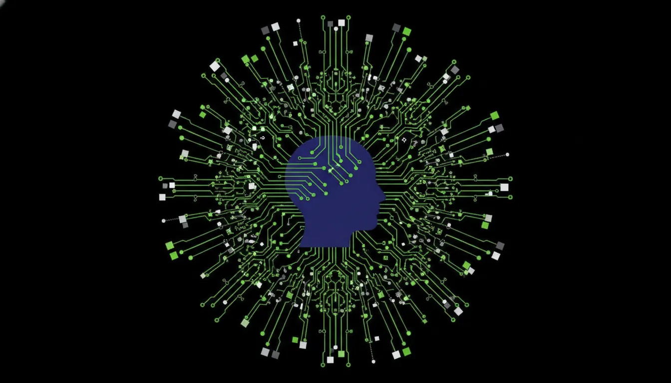 Silhouette of an AI agent with circuit lines