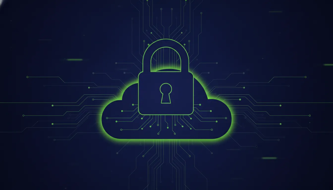 A minimalist illustration of a padlock over a cloud, representing data security in cloud storage.