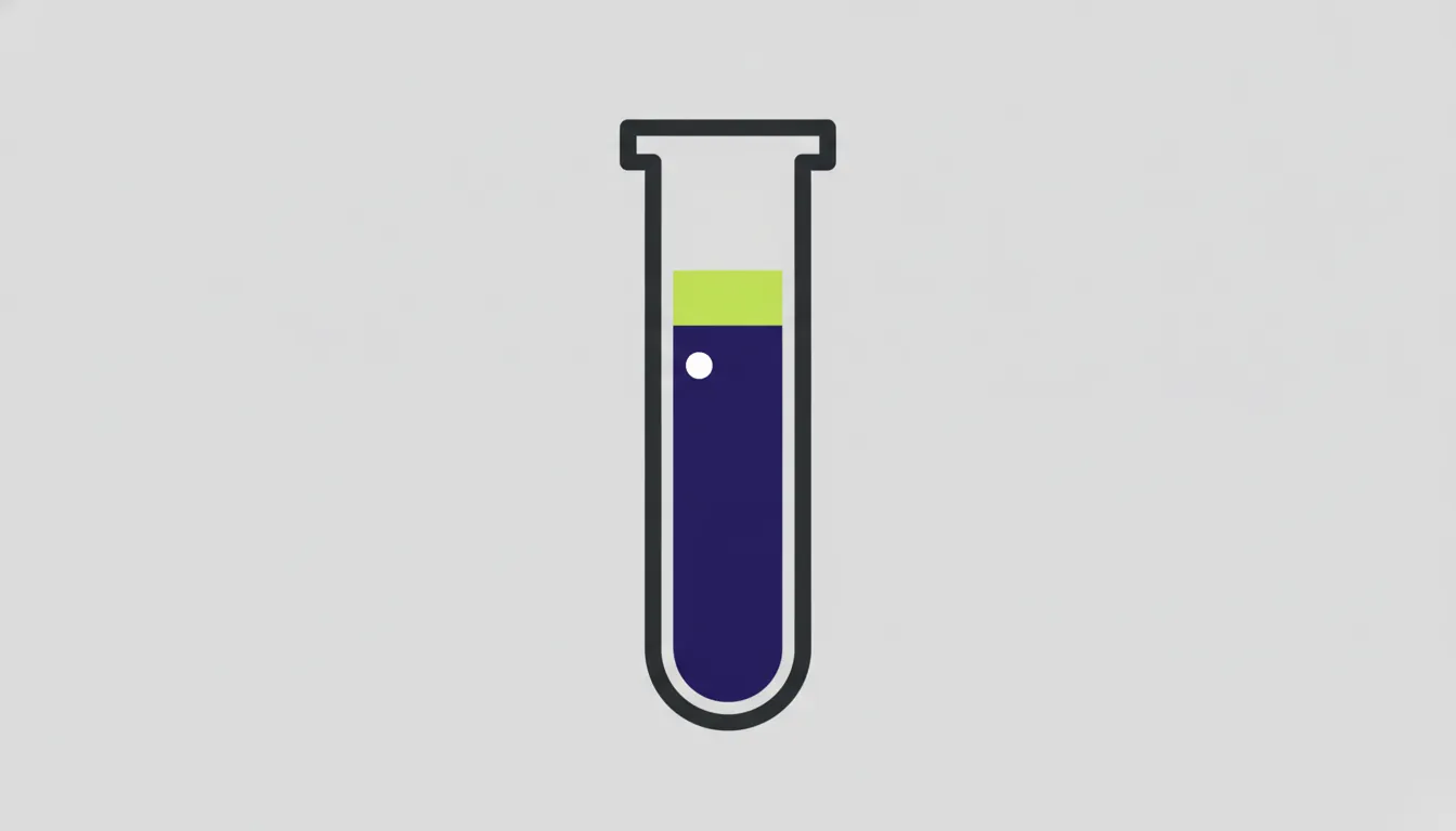 A minimalist illustration of a test tube with a blood sample in a laboratory setting.