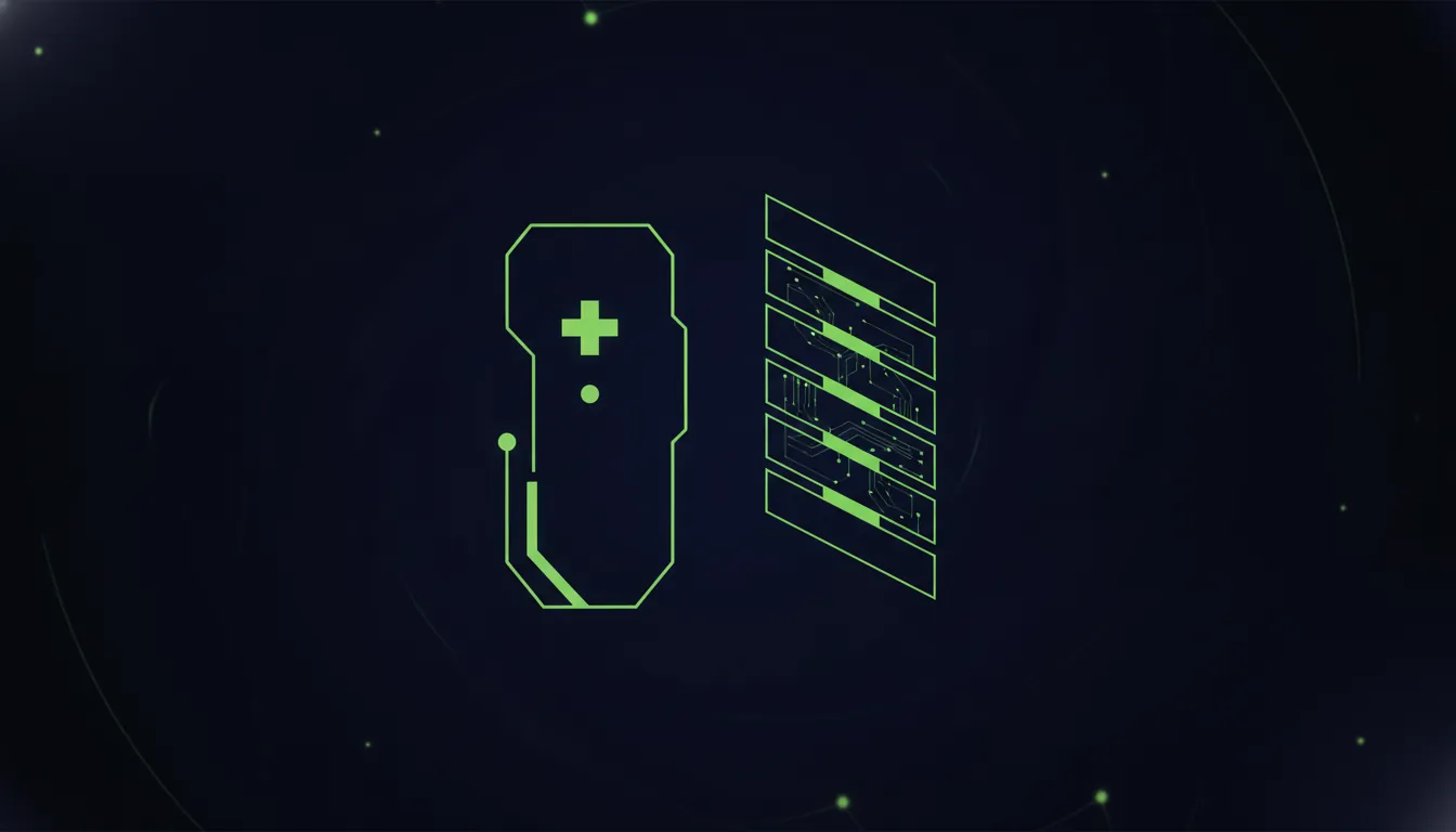Minimalist illustration of a medical device and digital format
