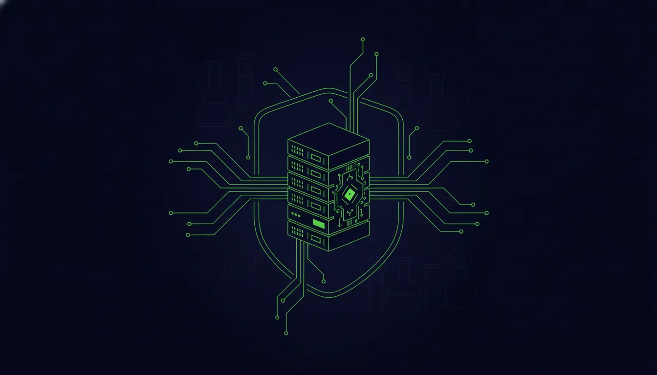 A minimalist representation of a data storage device in a lab setting.