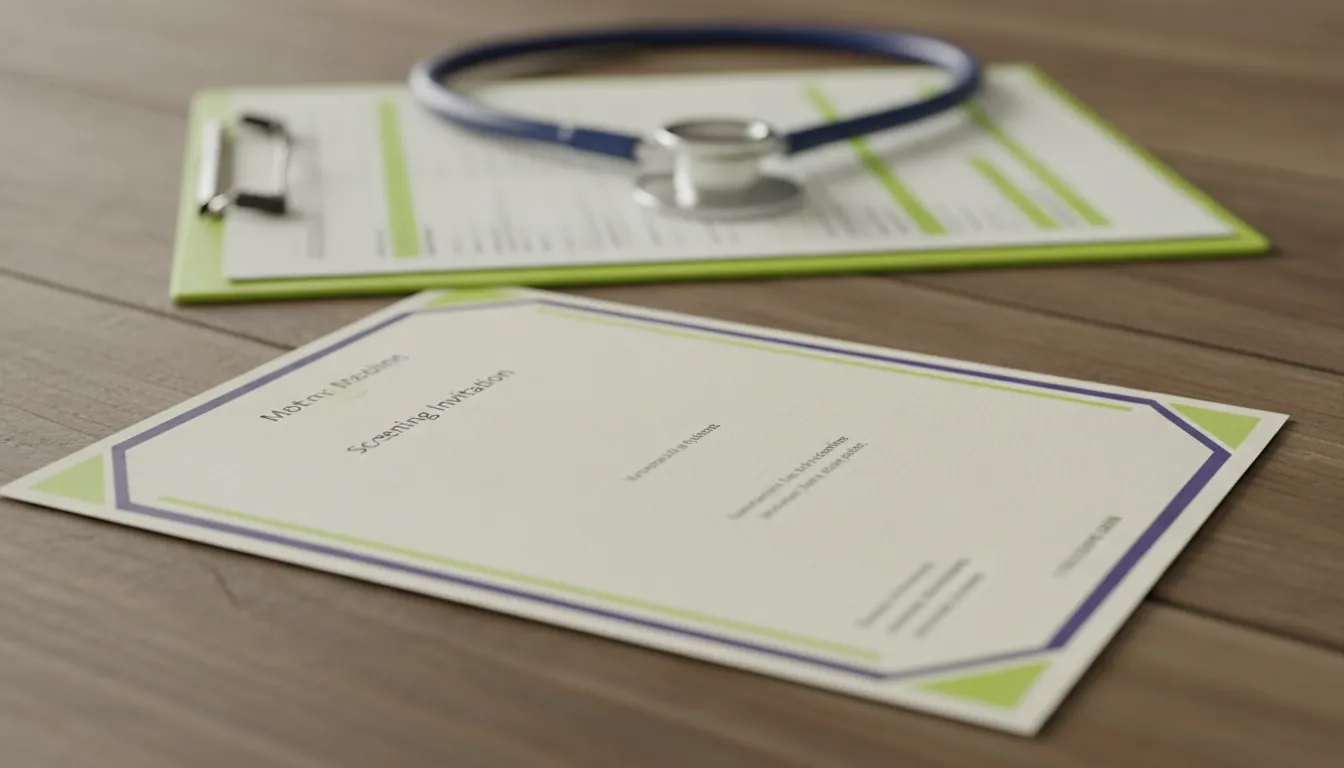 A screening invitation letter on a doctor's desk