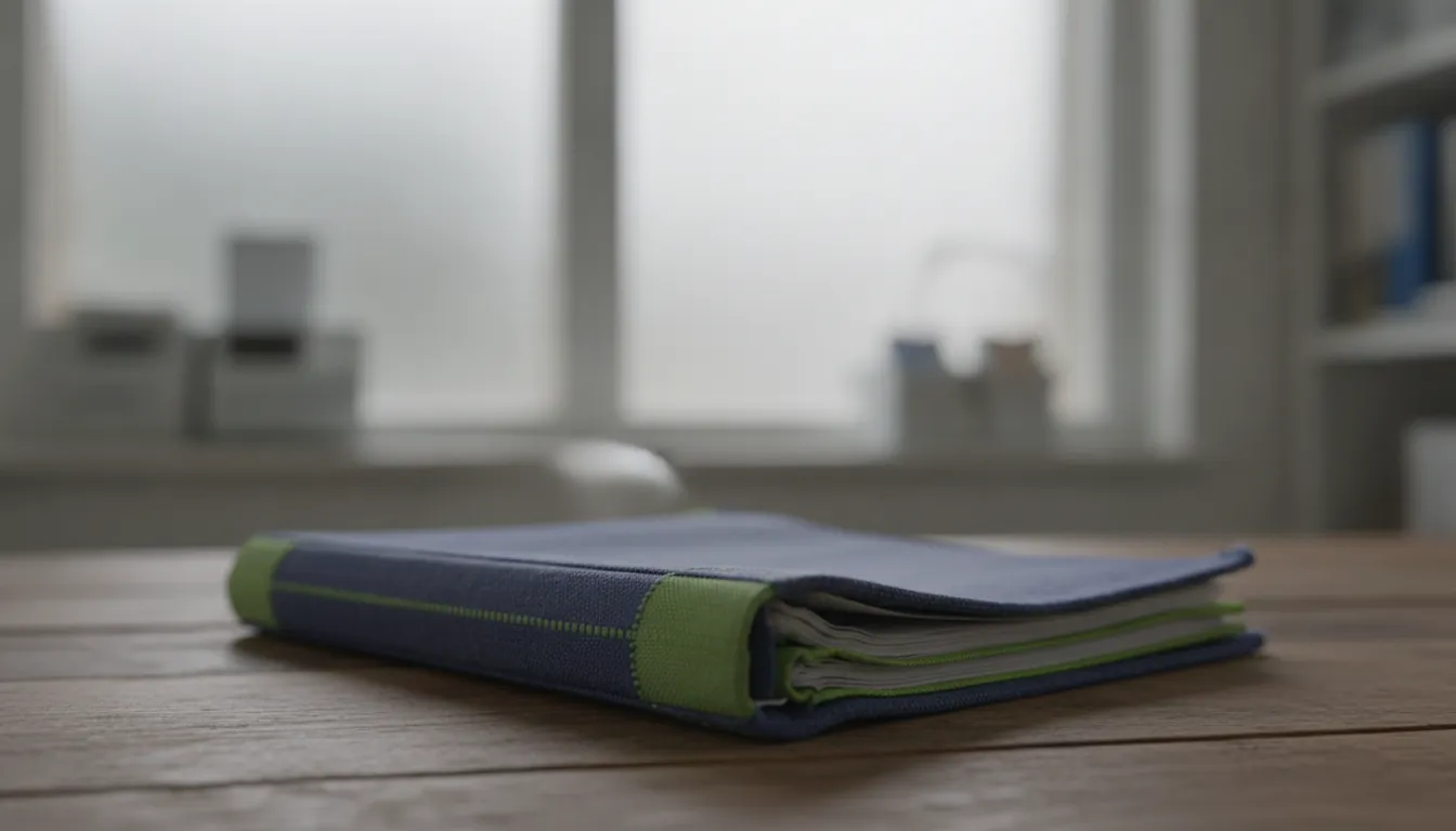 A patient file on a desk in a clinical office