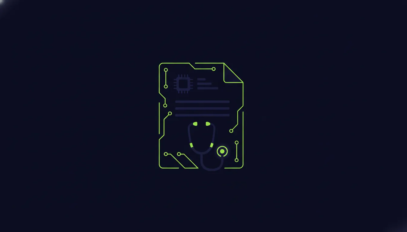 A minimalist representation of patient data in a digital format with a stethoscope.