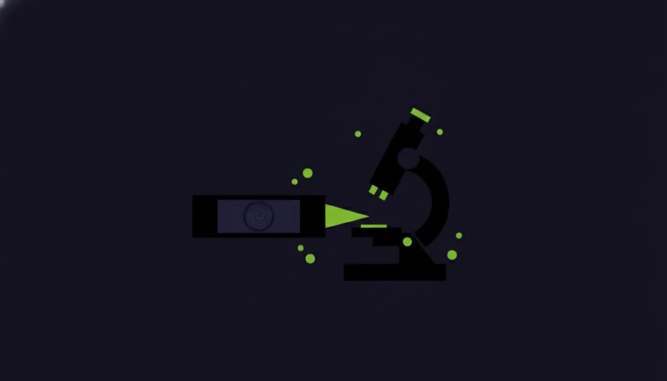 A minimalist illustration of a pathology slide and microscope in a dark color scheme.